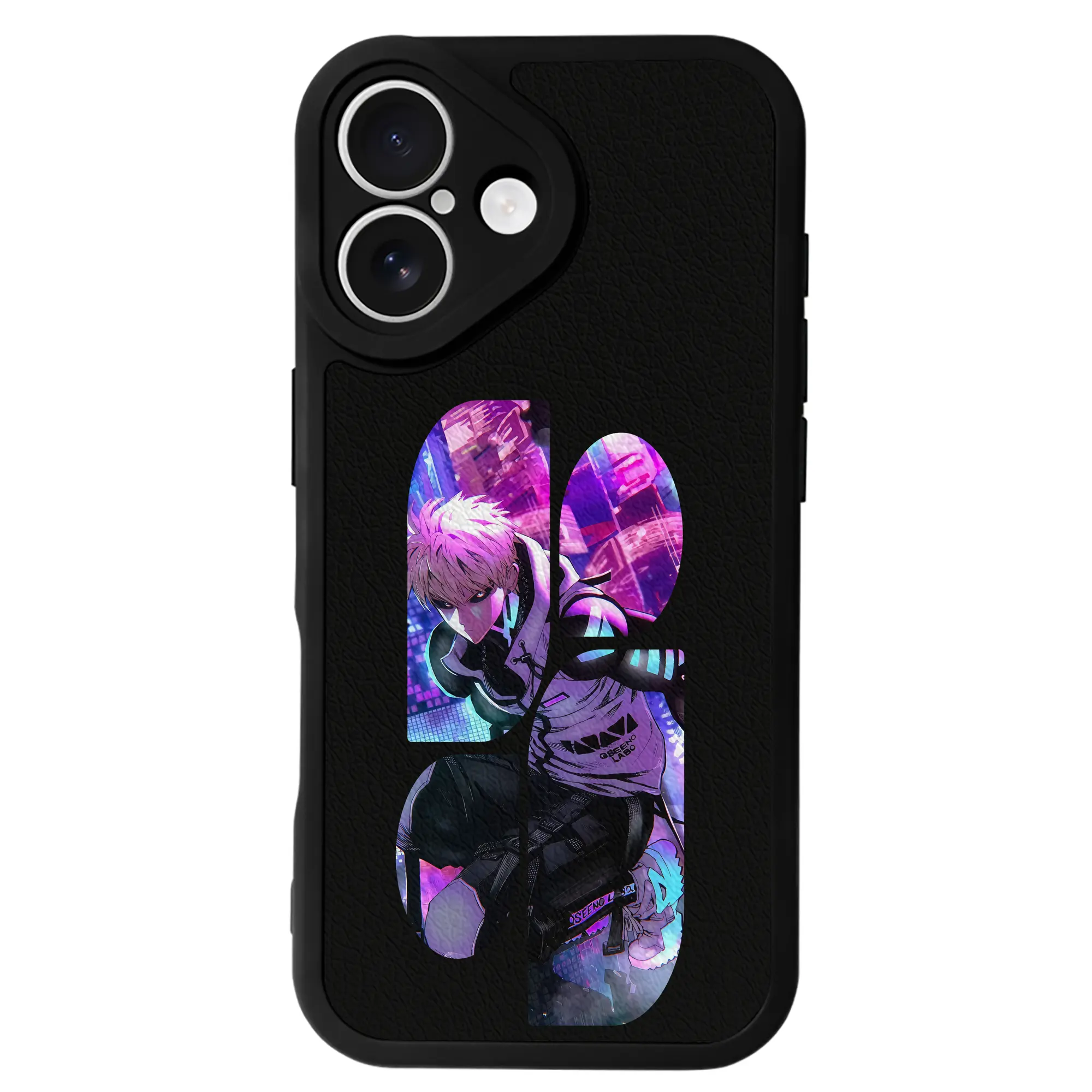 ワンパンマン グッズ ジェノス - IPhone 16シリーズ対応 ・ シリコンスマホケース ・ レザー調 ・ 高精度フィット ・ 耐衝撃 ・ ワイヤレス充電対応 ・ 精密カット